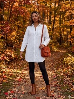 Wilfred Free Aritzia White Boyfriend Linen
Shirt Dress Size S- Oversized
